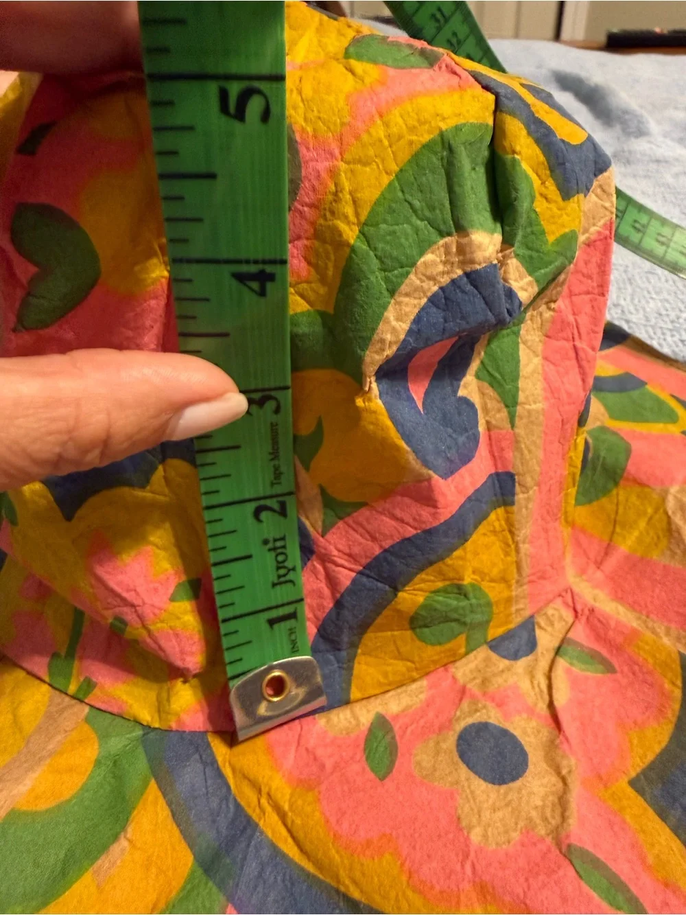 Vintage 70s Colorful Patterned Sun Hat - Pink, Yellow & Green